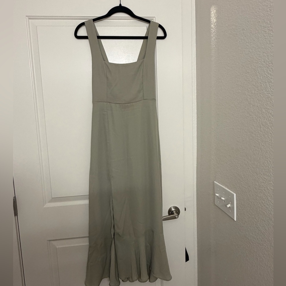 Show Me Your Mumu S Claire Moss Green Crisp Sleeveless Midi Dress
